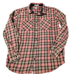 By Junk Food Womens Button Up Blouse Size Medium 100% Cotton Long Sleeve Pockets